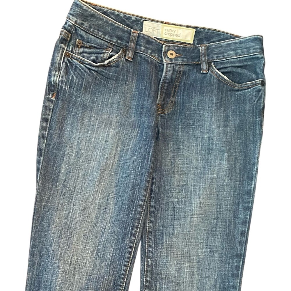 LOFT Ann Taylor Curvy Cropped Jeans Dark‎ Wash Denim Womens Size 2